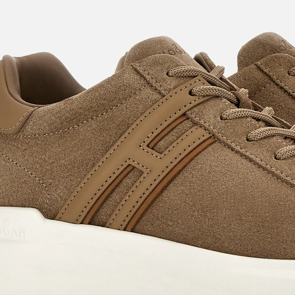 Hogan H580 Allacciato H Profilo Sneakers In Beige