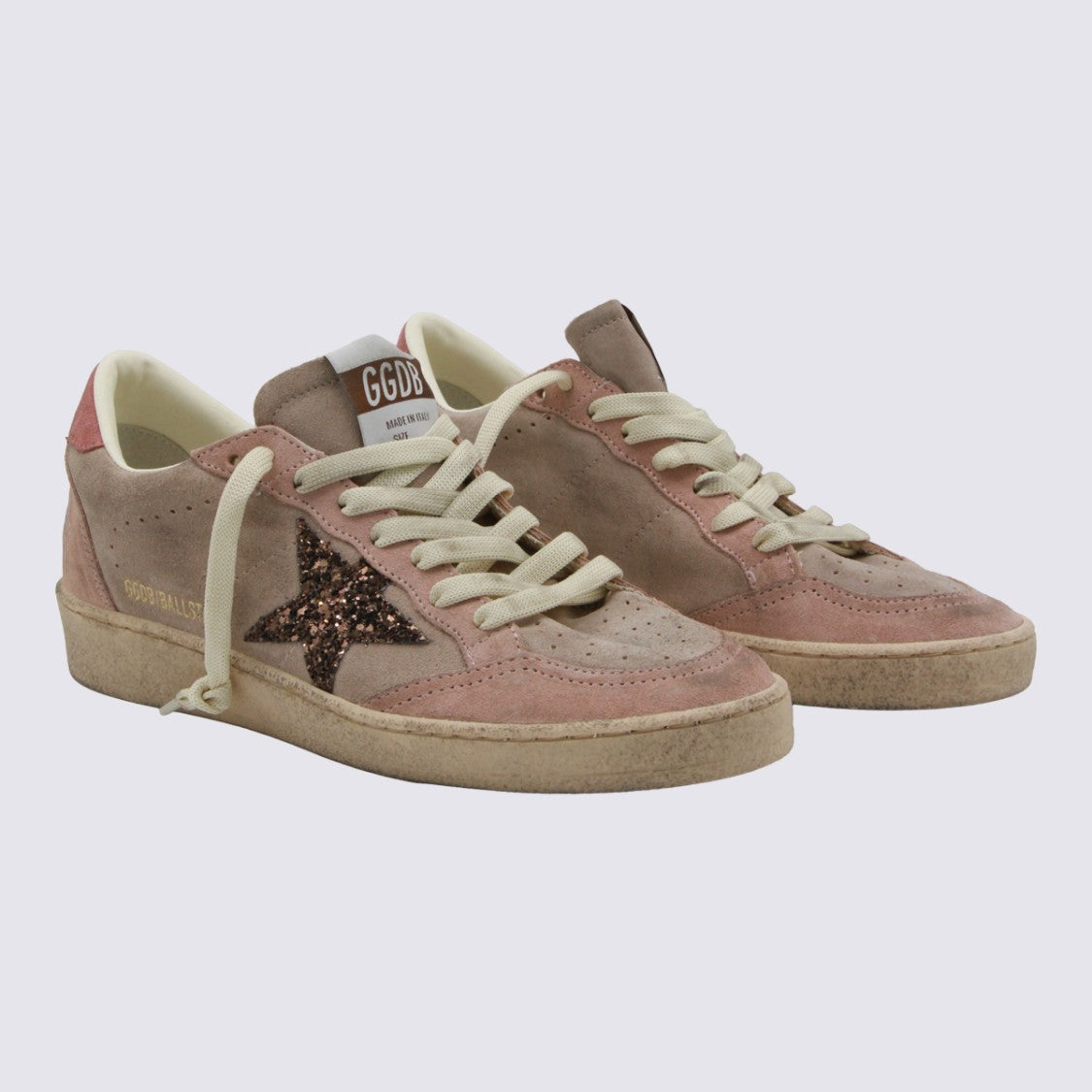 Golden Goose Distressed Suede Low-Top Sneakers With Glittery Star Detail