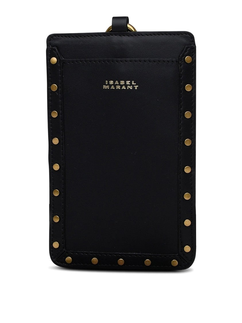Isabel Marant Rectangular Black Card Wallet With Gold-Tone Accents