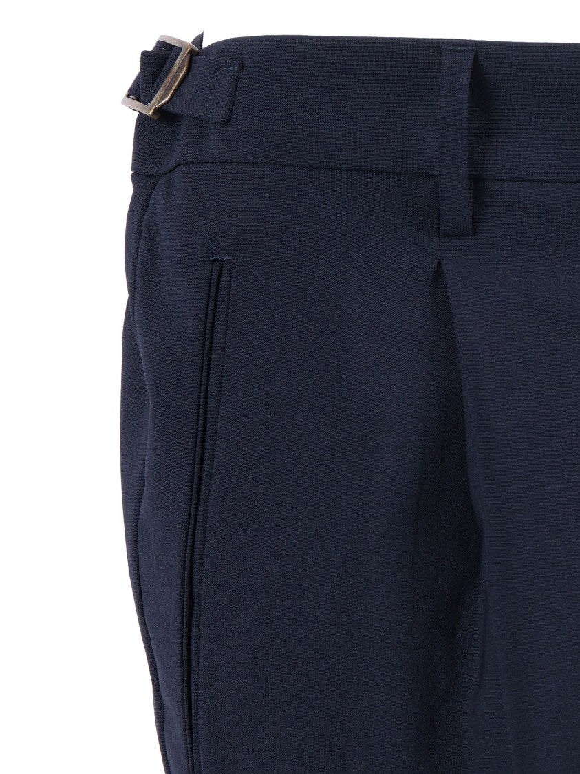 Berwich Blue Tailored Cuffed Straight-Leg Pants