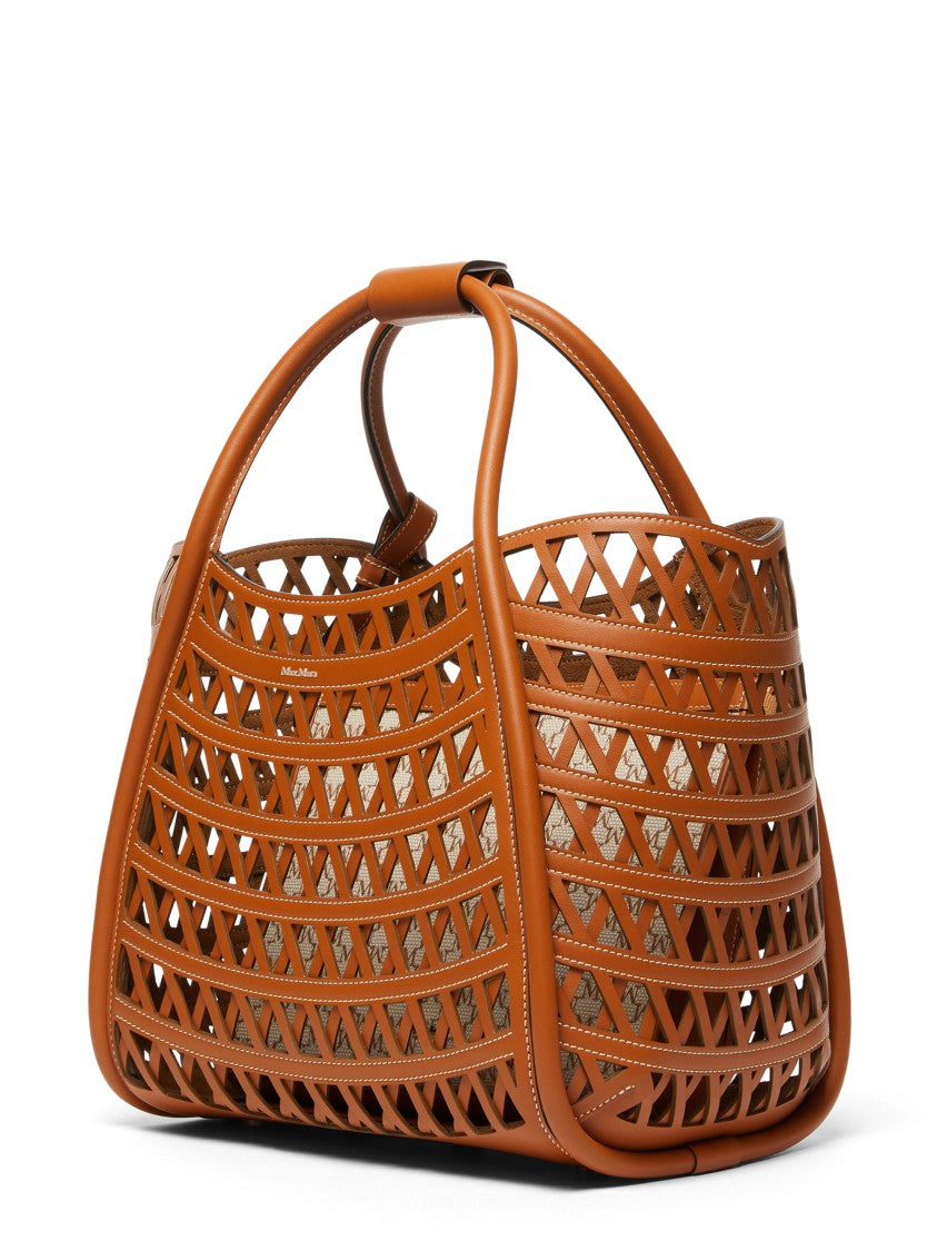 Max Mara Open-Weave Handbag With Geometric Cutouts