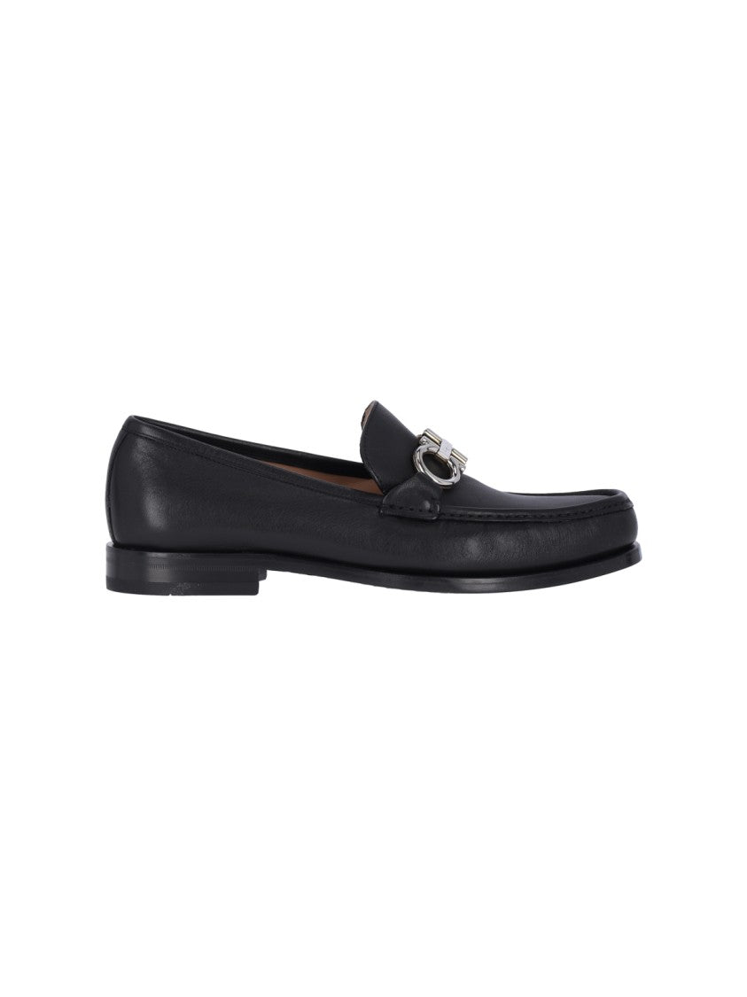 Ferragamo Black Leather Loafers