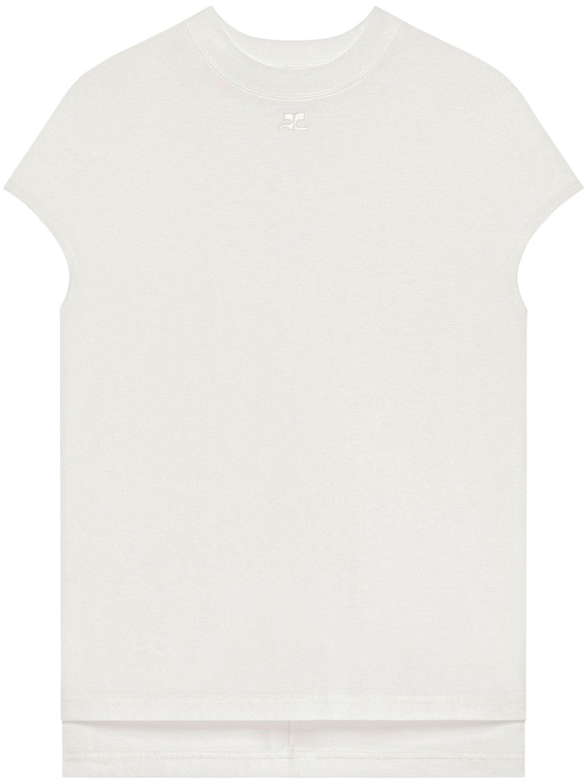Courrèges Boxy White Oversized T-Shirt With Minimalist Design