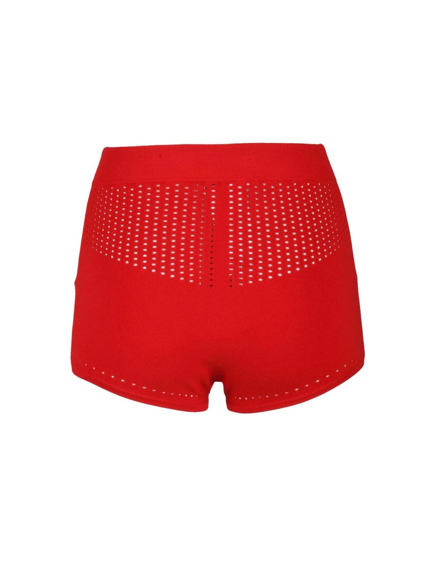 Max Mara Red High-Waisted Textured Viscose-Blend Knit Shorts