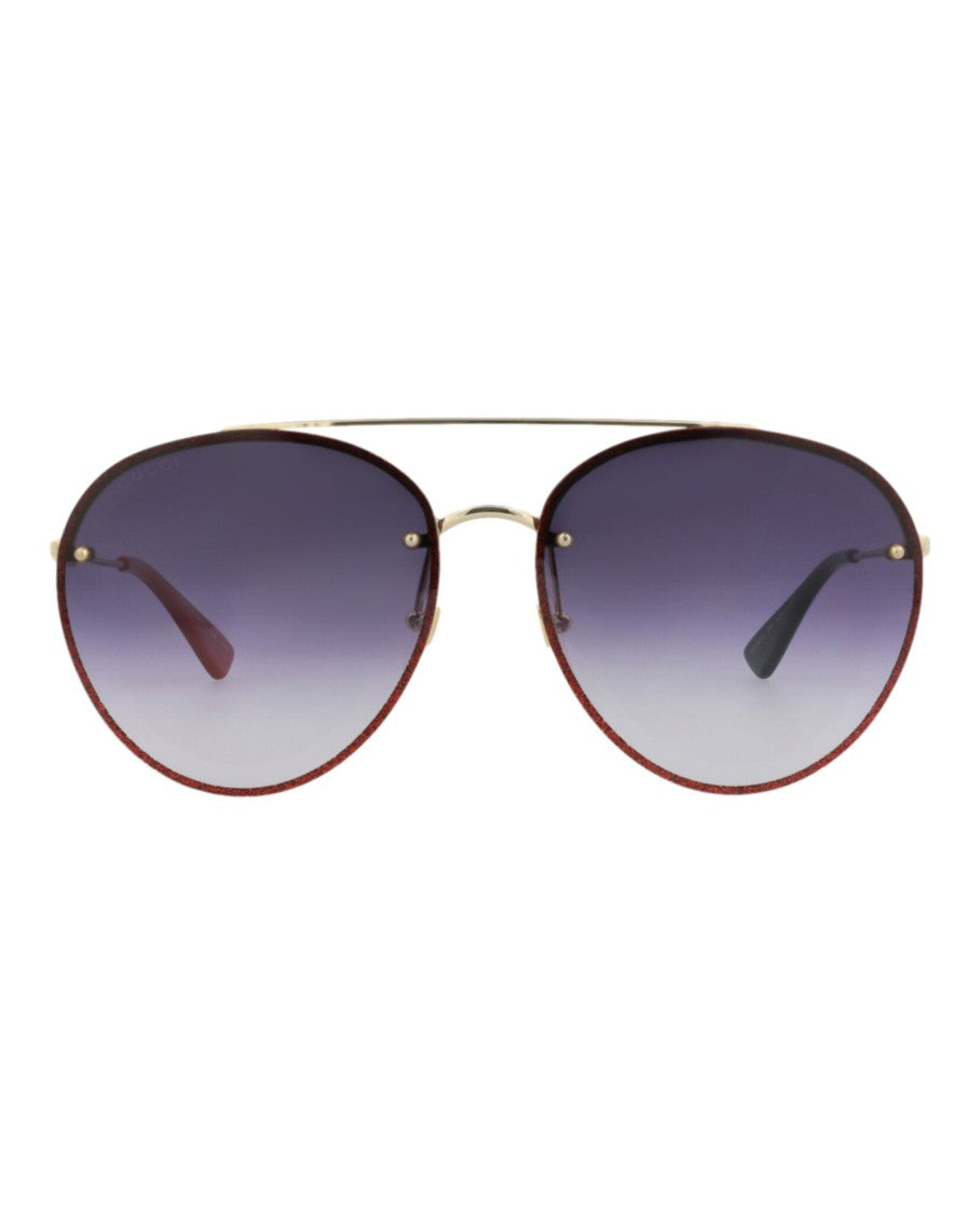 Gucci Aviator-Frame Metal Sunglasses