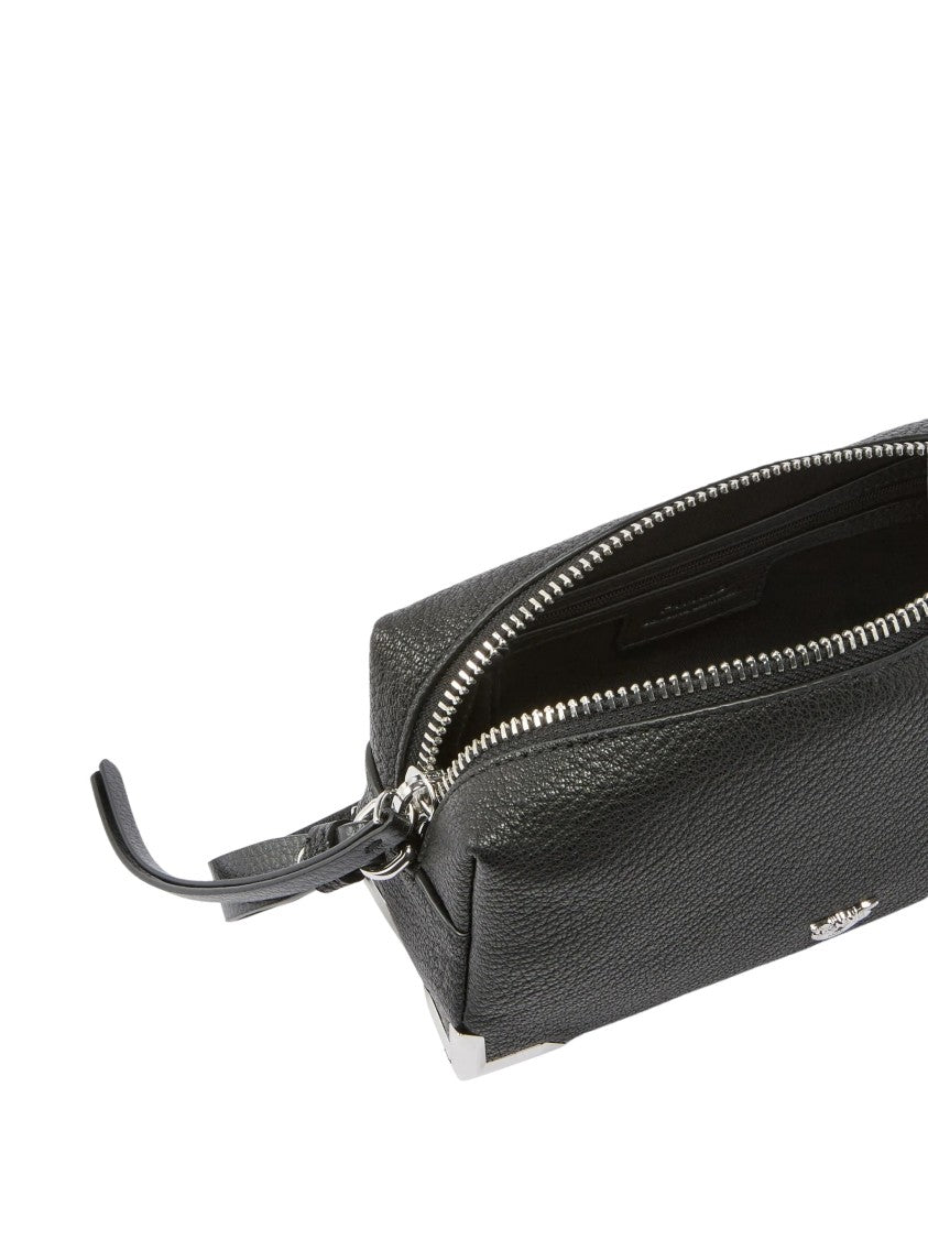 Pinko Compact Pebbled Sheepskin Shoulder Bag With Adjustable Strap