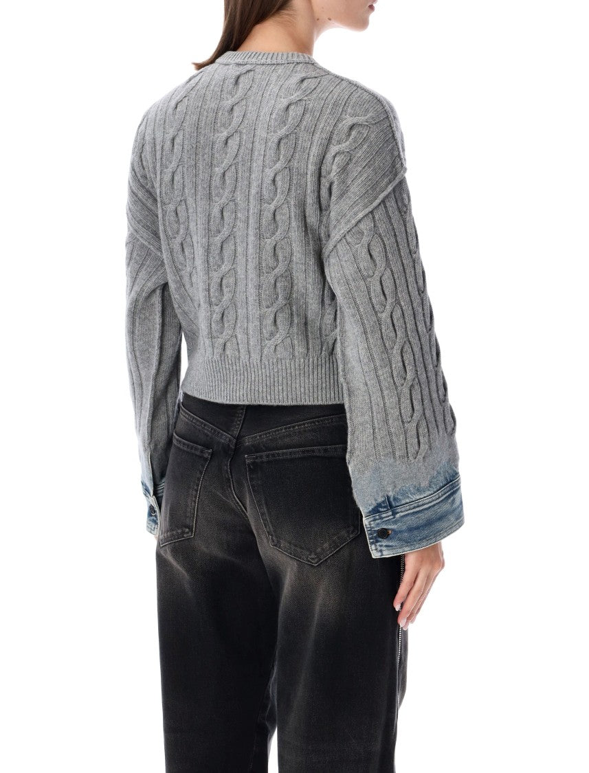 Haikure Karine Cable Wool Denim-Cuff Sweater