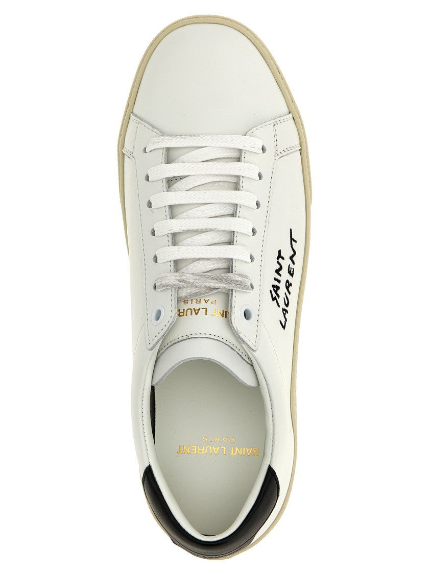 Saint Laurent Minimalist White Low-Top Sneakers With Logo Detail