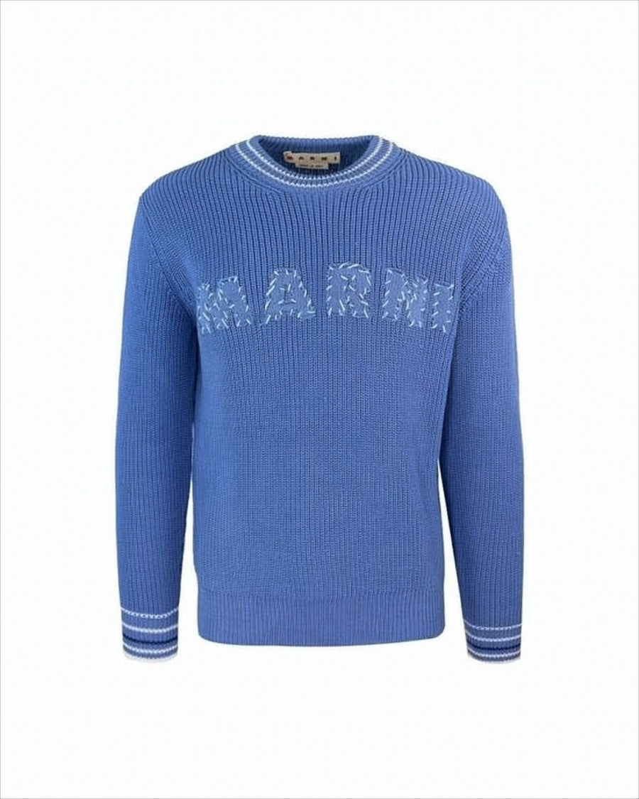 Marni Ribbed Knit Sweater With Contrasting Striped Details