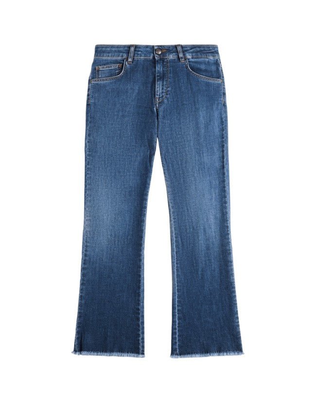 Fay Denim Blue Skinny Jeans With Frayed Hem