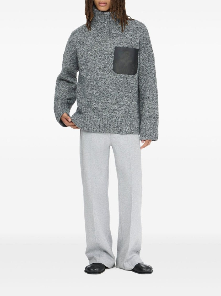 J. W. Anderson Grey Leather Pocket Turtleneck
