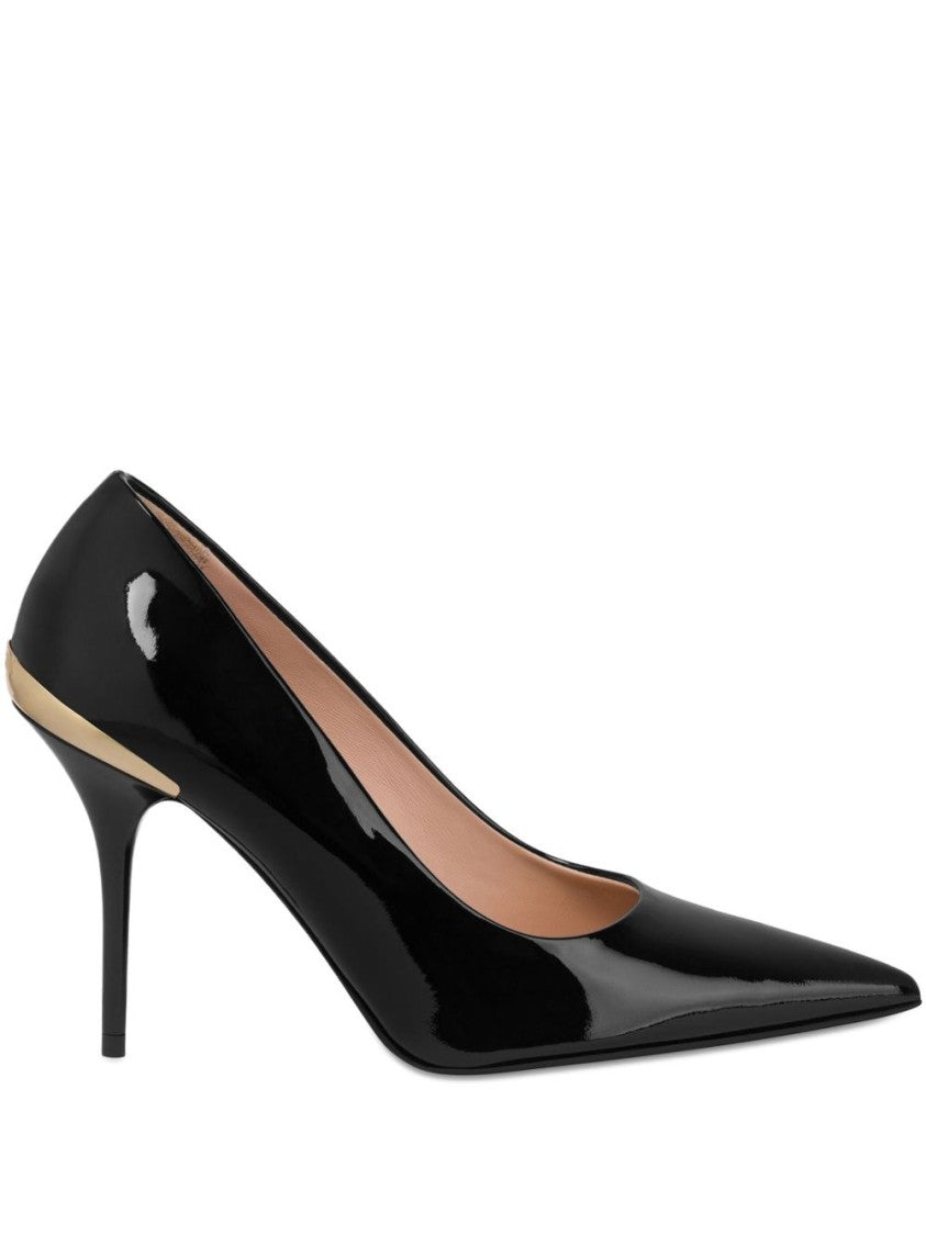 Love Moschino Mid-Heel Black Pumps With Glossy Calf Leather