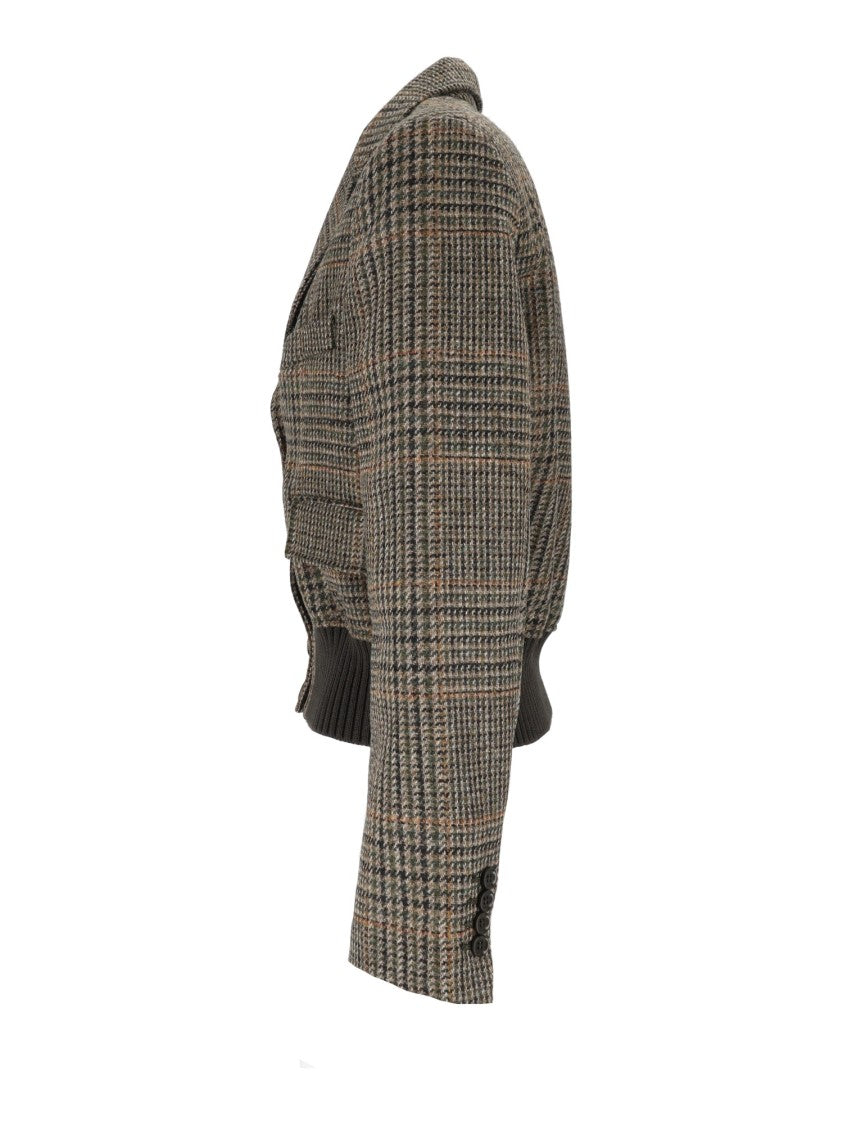 Aspesi Tailored Checkered Cropped Jacket