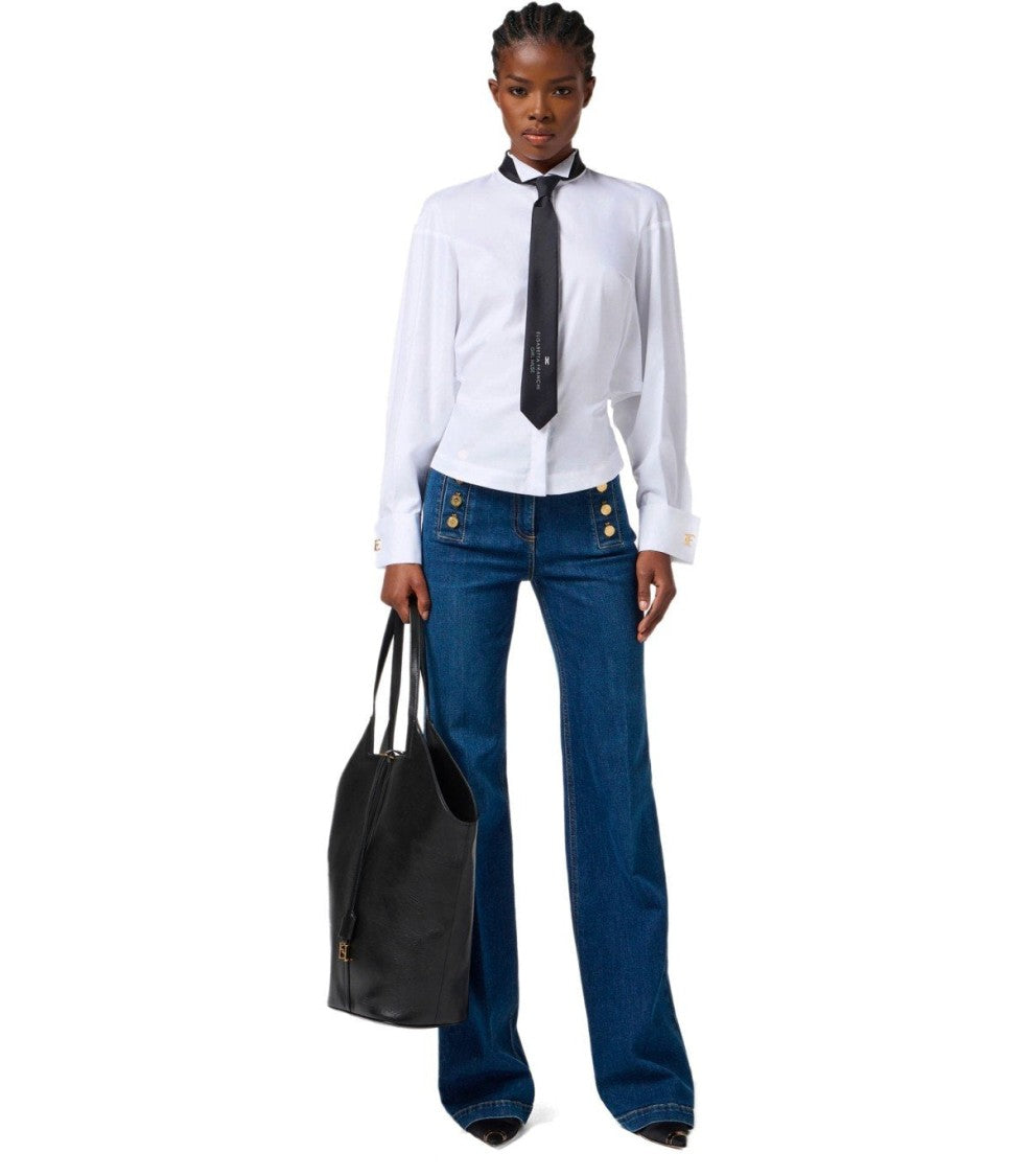 Elisabetta Franchi White Shirt With Necktie