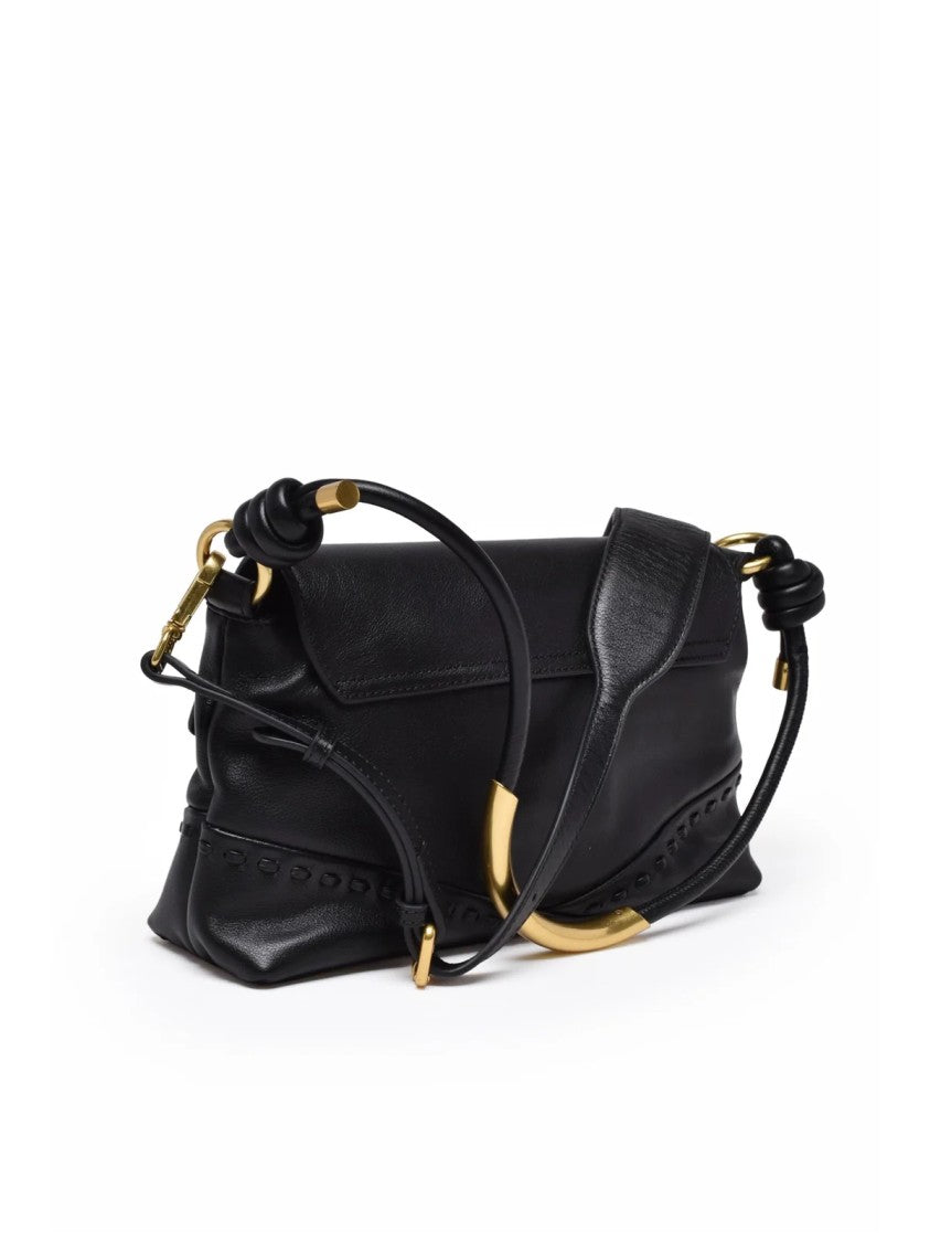Ermanno Firenze Alicia Shoulder Bag In Smooth Bovine Leather With Gold Accents
