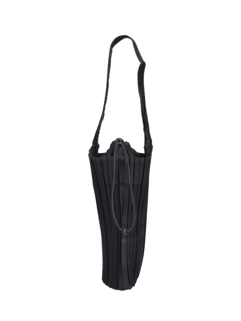 Pleats Please Issey Miyake Black Pleats Please Fabric Pleated Shoulder Bag