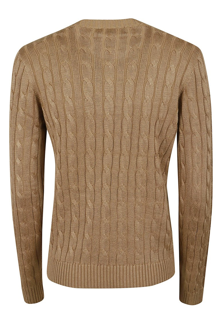 Lauren Cable-Knit Cotton Button-Placket Sweater