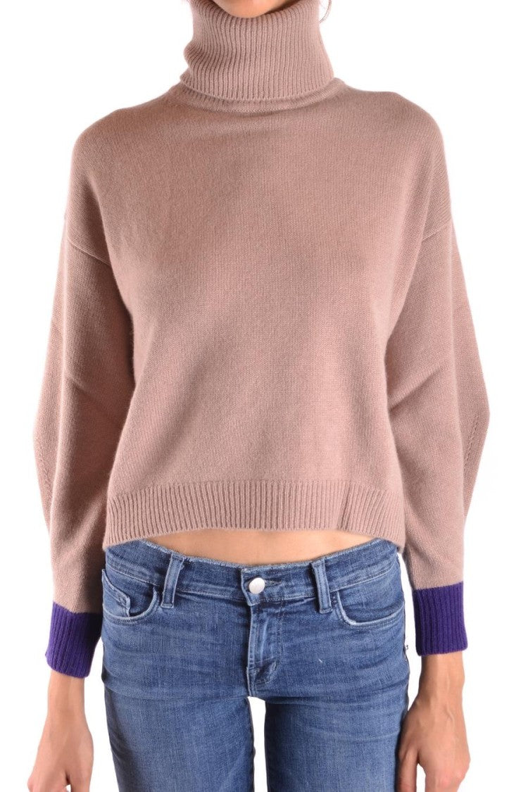 Pinko Cropped Cashmere Sweater With High Turtleneck