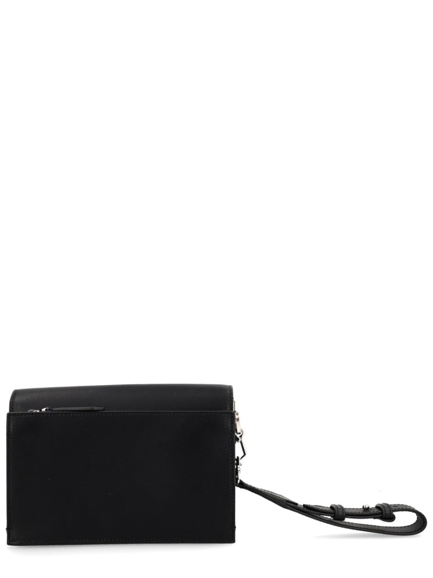 Max Mara Smooth Matte Finish Leather Clutch Bag With Structured Silhouette