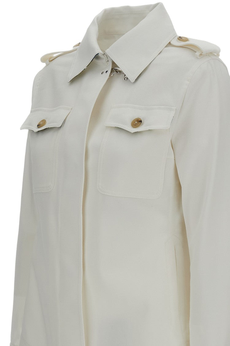 Fay Utility-Inspired White Shirt Jacket