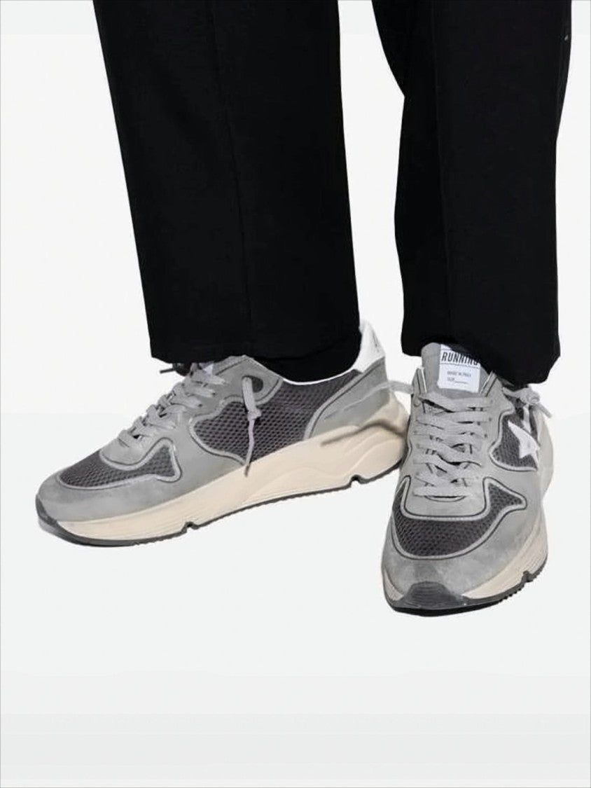 Golden Goose Suede And Mesh Sneakers With Beige Rubber Sole