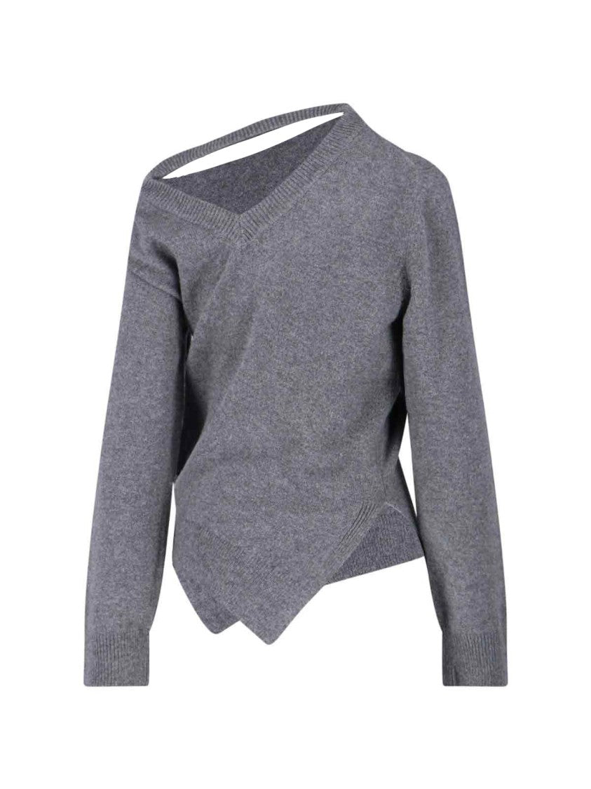 Róhe Asymmetrical Grey Wool And Cashmere Sweater
