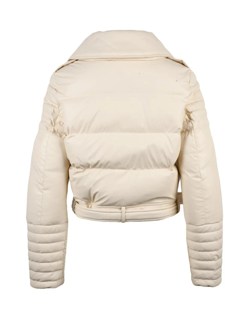 Pinko Cropped Biker Jacket With Leather Effect And Gold Accents