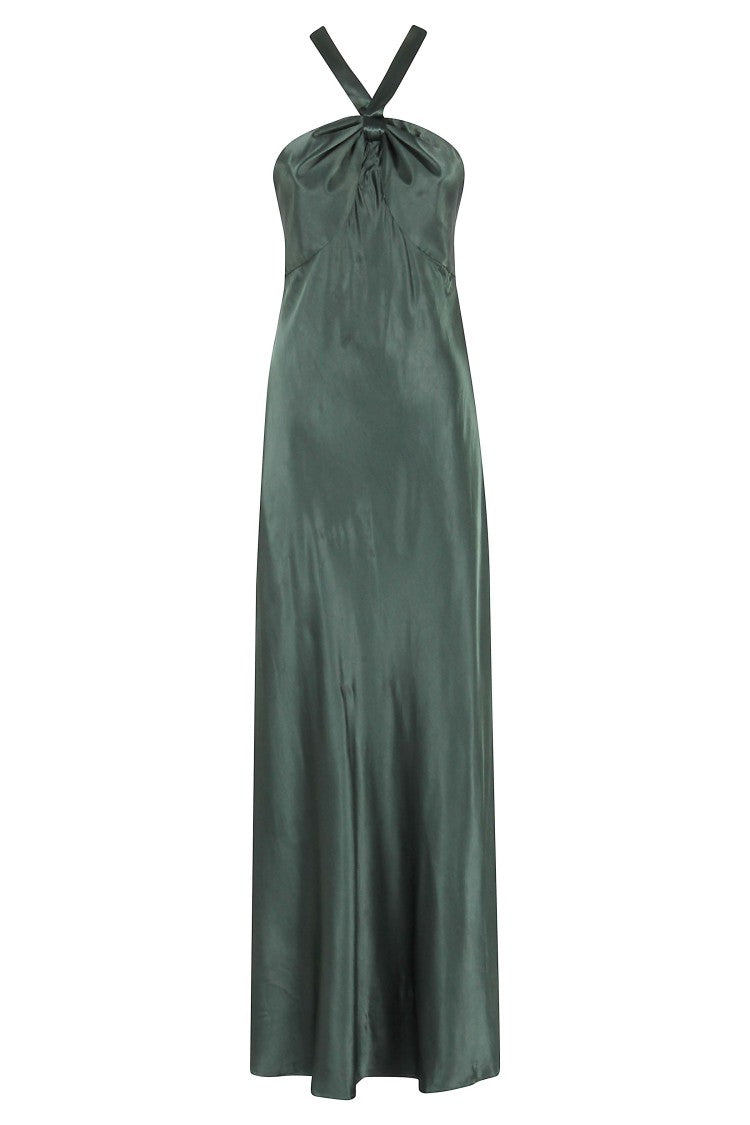 Rixo Satin-Finish Long Sleeveless Dress