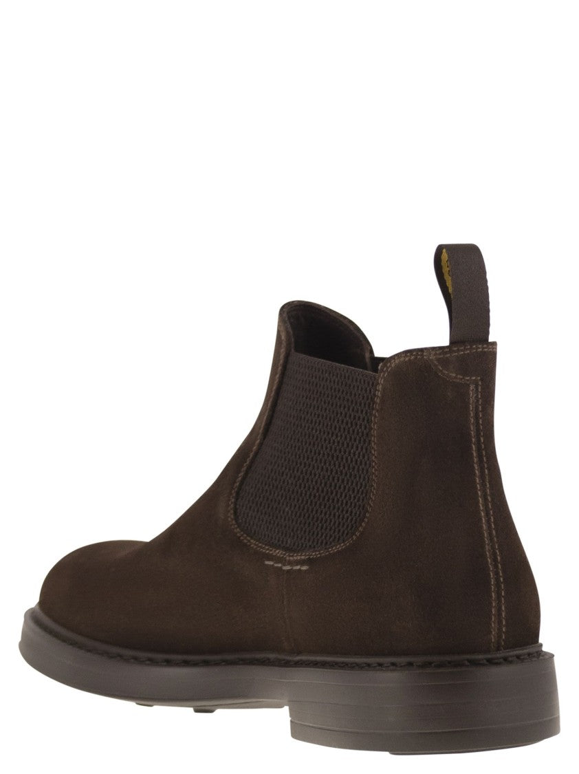 Doucal's Brown Suede Chelsea Boot With Elasticated Sides