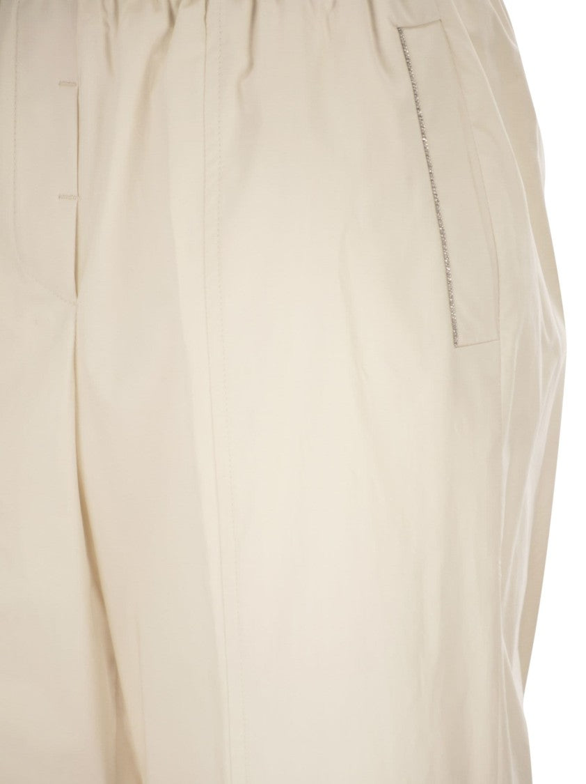 Peserico Loose-Fitting Stretch Cotton Trousers With Elasticated Waistband