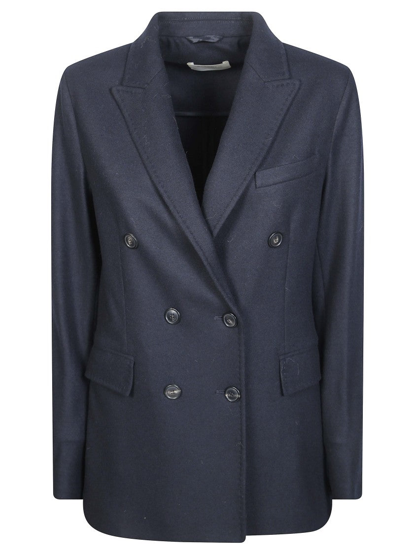 Circolo Notch Lapel Flap Pockets Wool-Blend Blazer