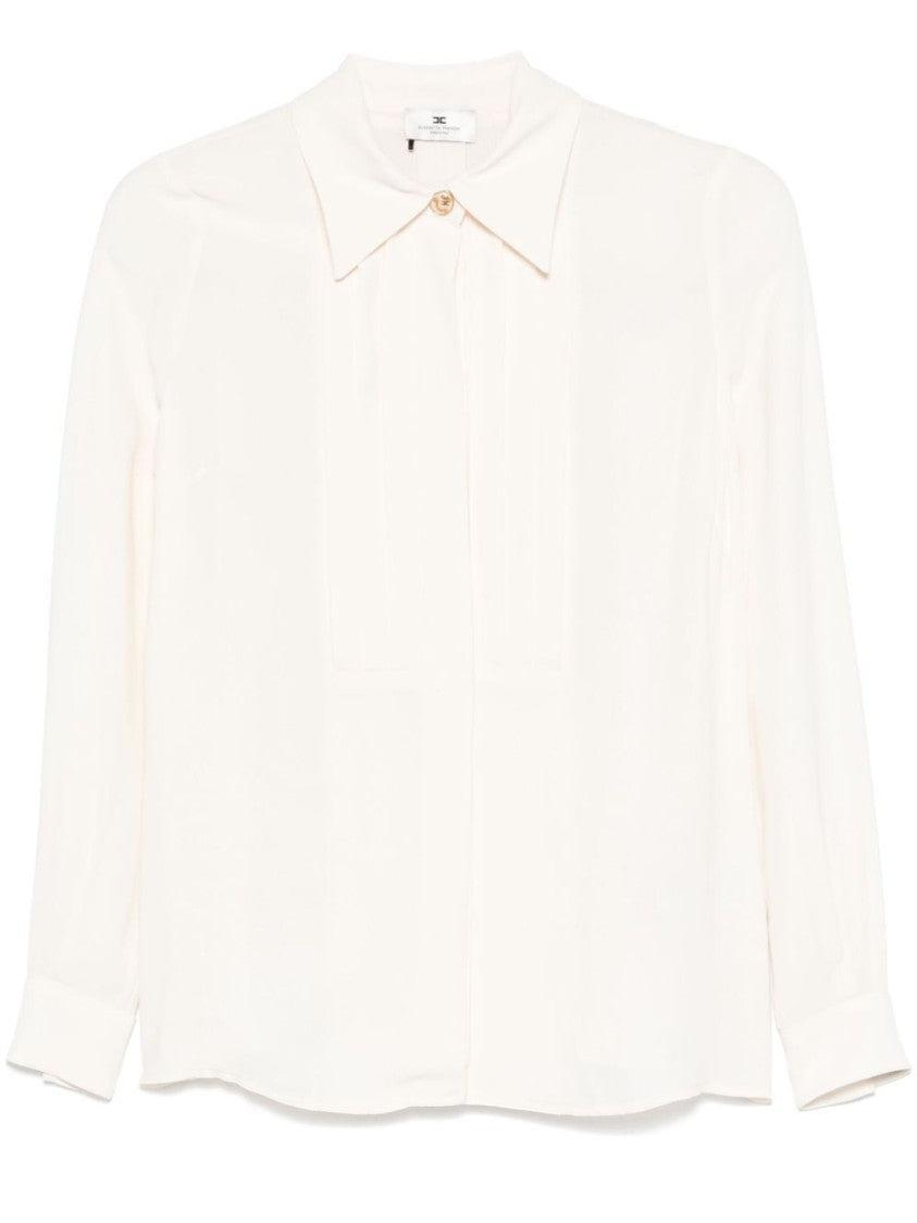 Elisabetta Franchi White Viscose Shirt With Pleated Design