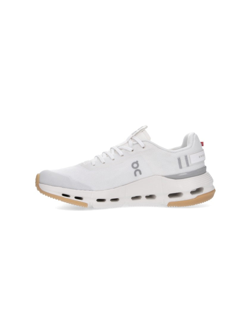On White Flexible Design Gum Sole Sneakers