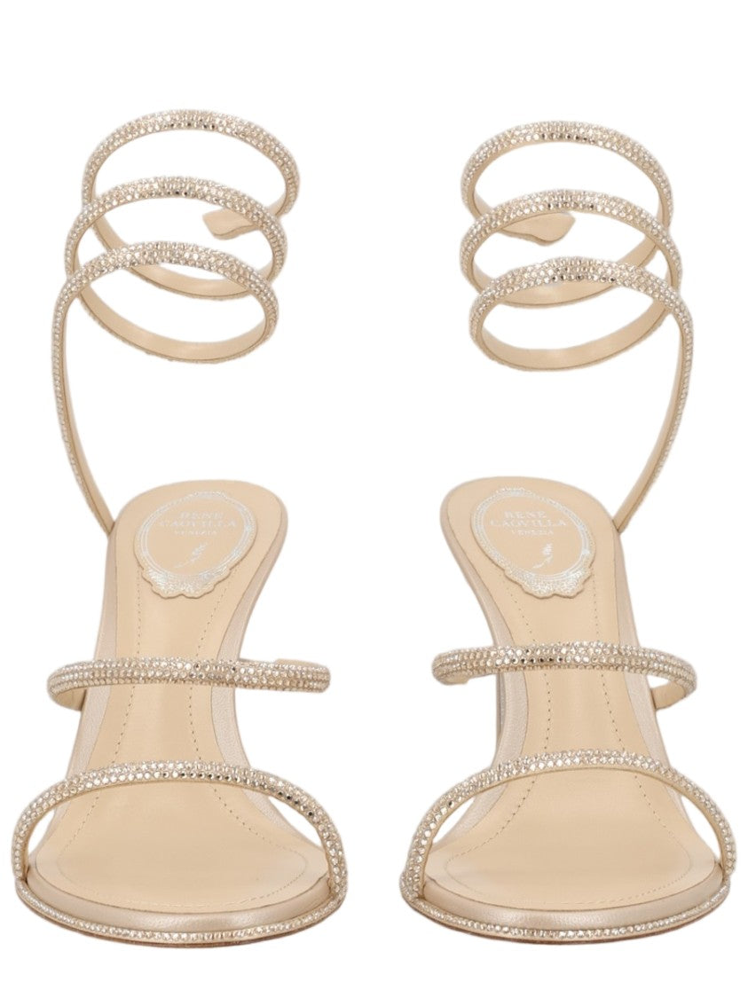 René Caovilla Cleo Spiral-Strapped Embellished High Sandals