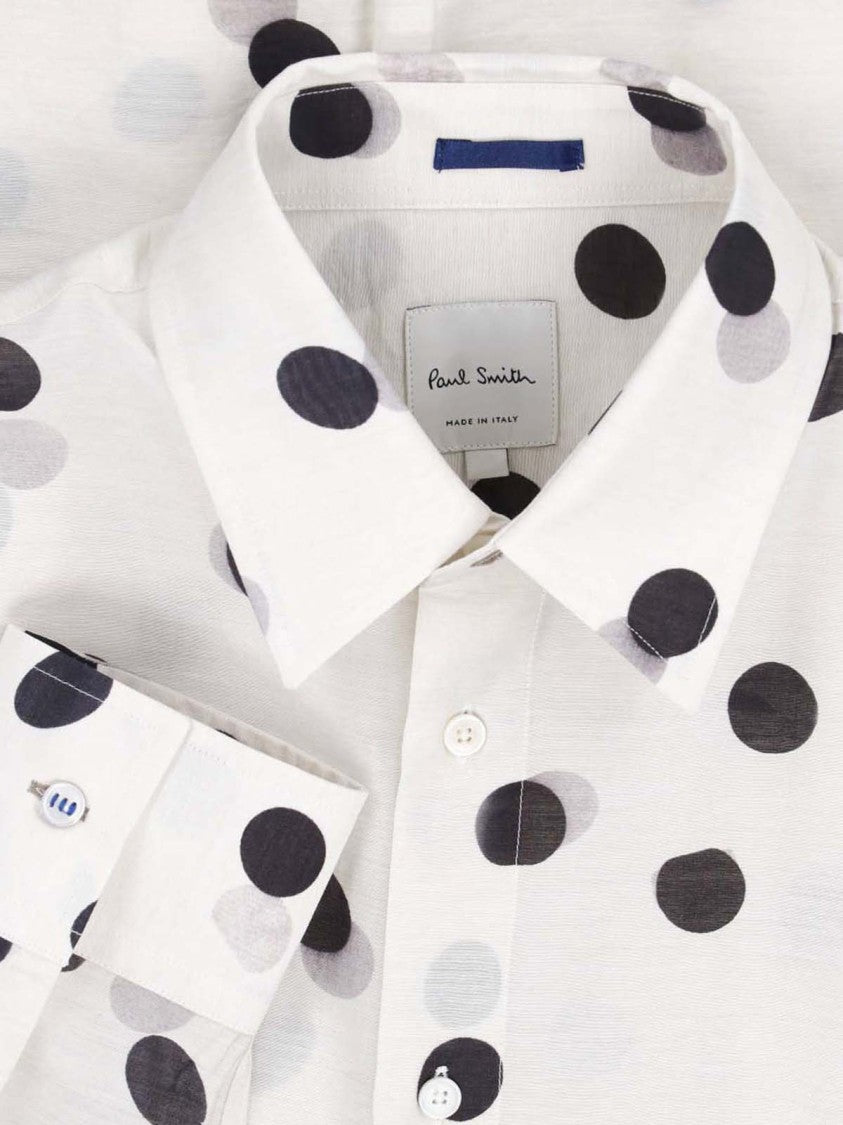 Paul Smith White Viscose-Blend Polka Dot Shirt