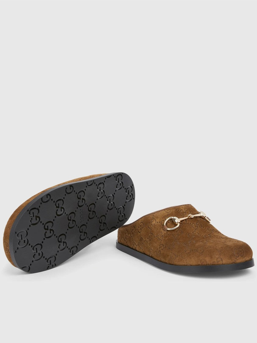 Gucci Brown Newsol Mule Suede Horsebit Mules