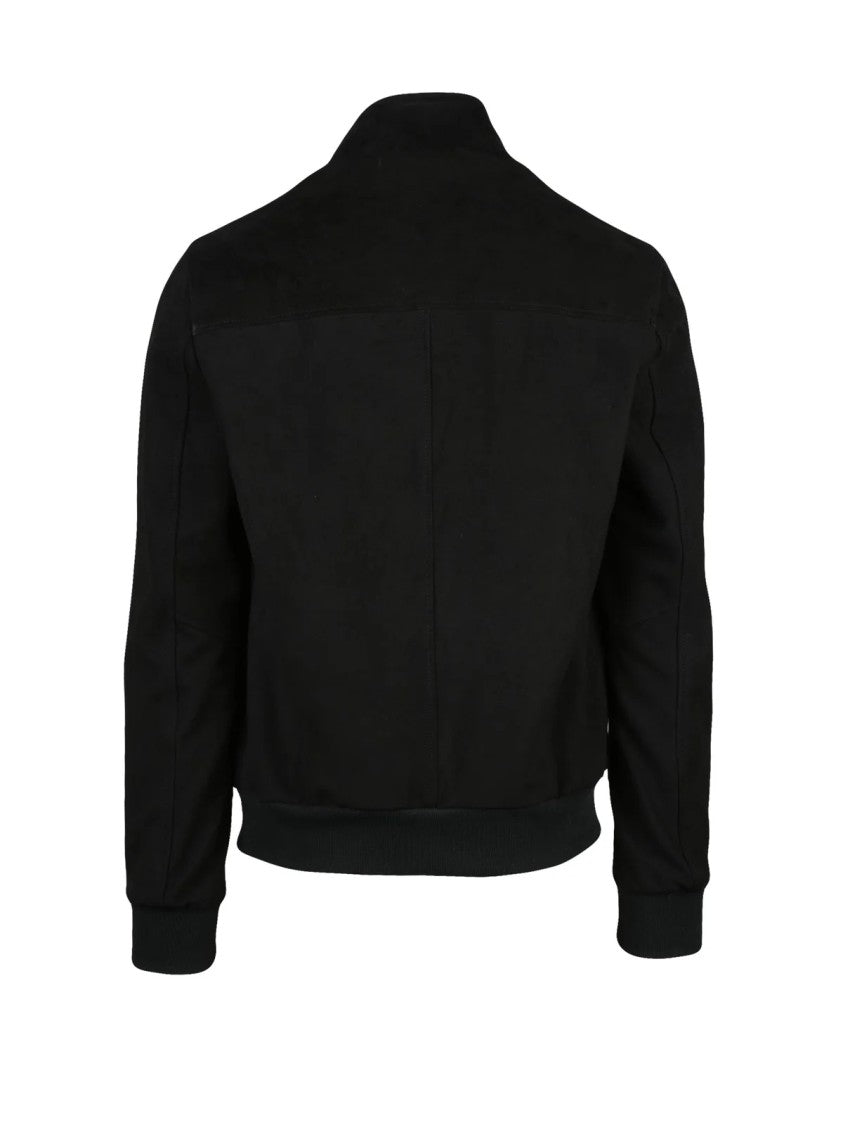 Blusotto Black Leather Stand Collar Jacket