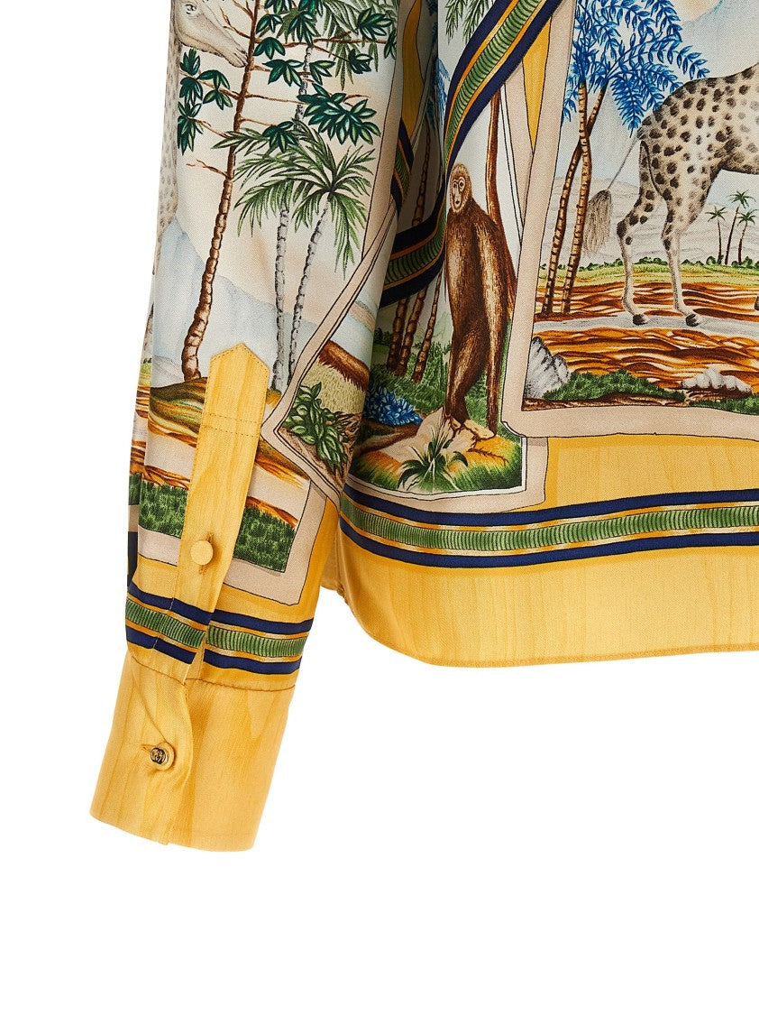 Gucci Vibrant Landscape Print Silk Twill Shirt