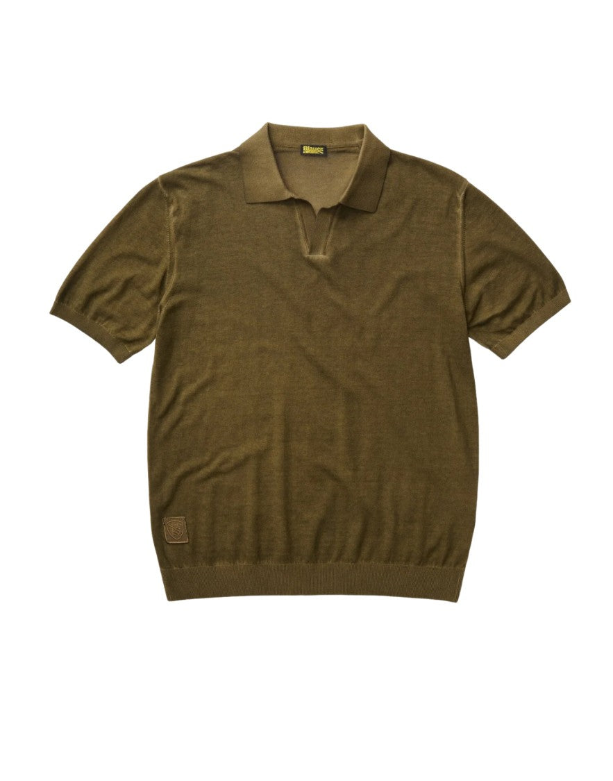 Blauer Green Esmond Shaded Open-Neck Polo Shirt