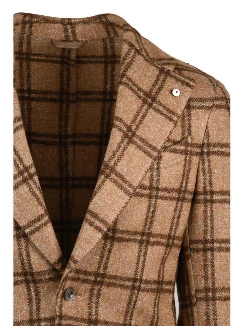 L.B.M. 1911 Tailored Brown Checkered Jacket With Classic Silhouette