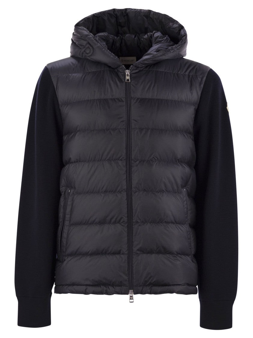 Moncler Padded Wool Sweatshirt With Hood And Zip