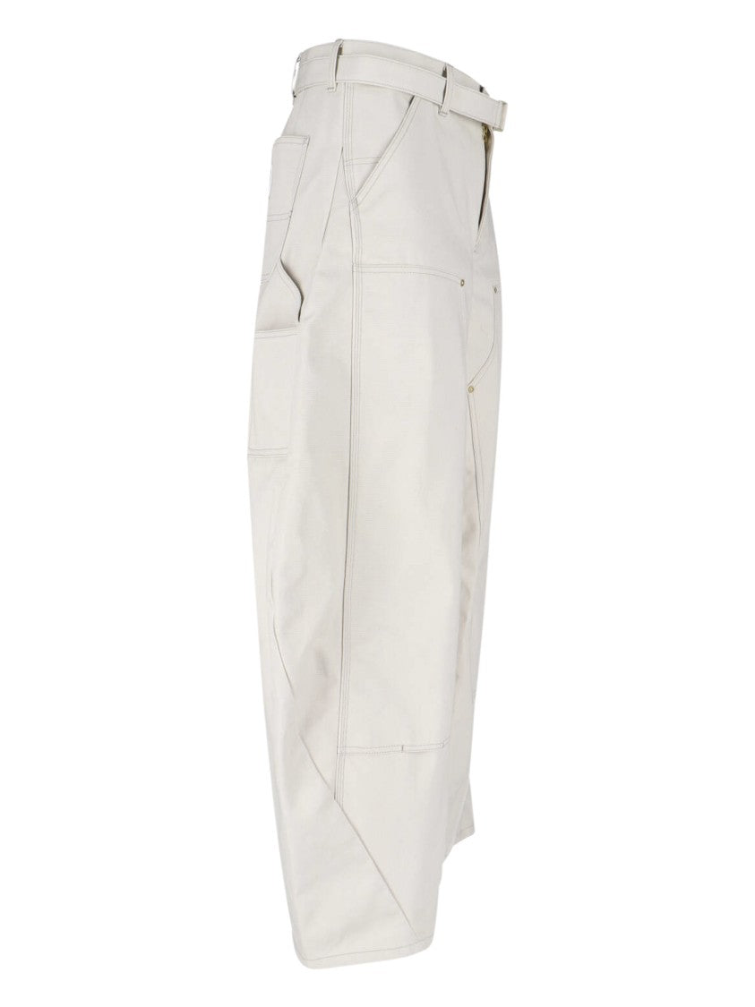 Sacai Duck Pants With Curved Wide Leg Design