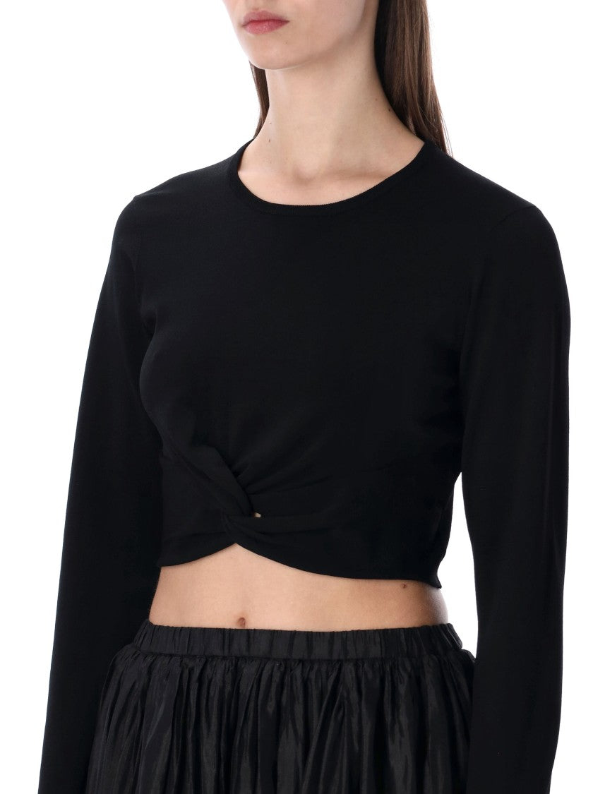 The Garment Knotted Front Knit Top With Long Sleeves
