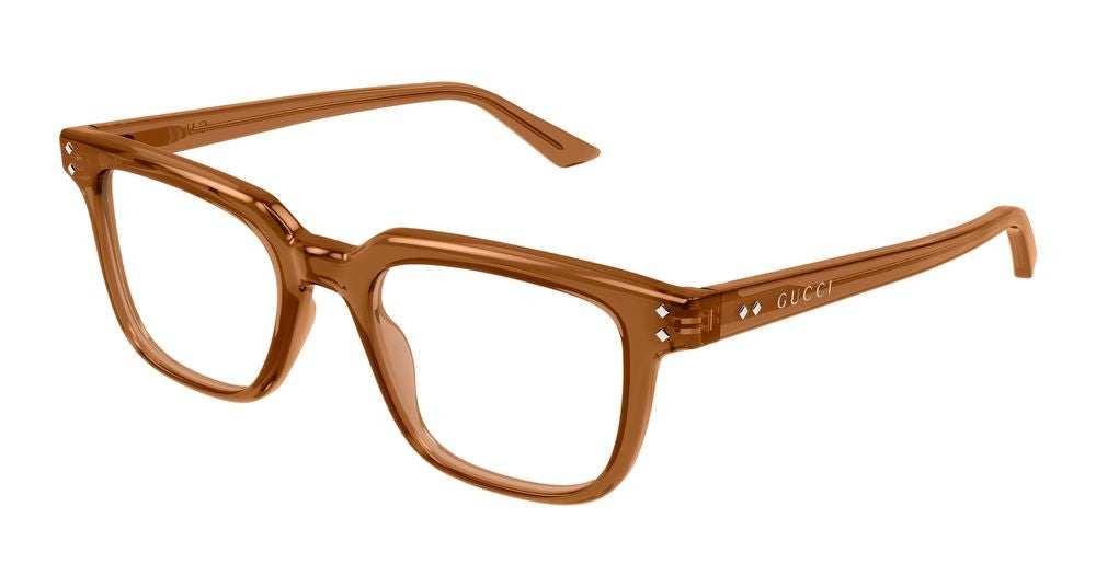 Gucci Brown Translucent Brown Acetate Bold Square Eyeglasses