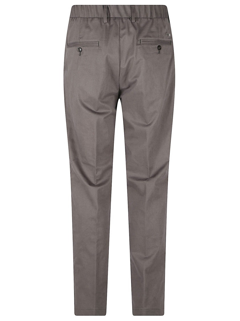 Herno Tailored Fit Casual Trousers With Button And Drawstring Closure