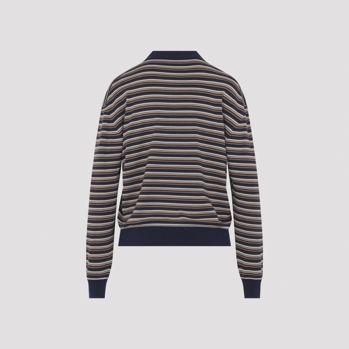 Miu Miu Long-Sleeve Striped Polo Shirt With Dark Collar