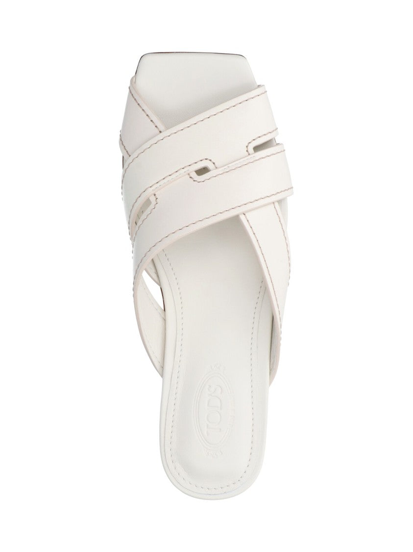 Tod's Open-Toe White Sandals With Minimalist Design