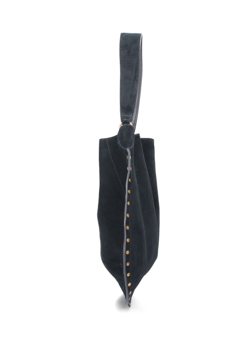 Isabel Marant Soft Black Suede Hobo Bag With Pouch And Magnetic Closure