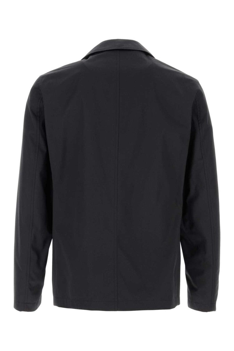 Herno Navy Blue Cotton Trench Coat