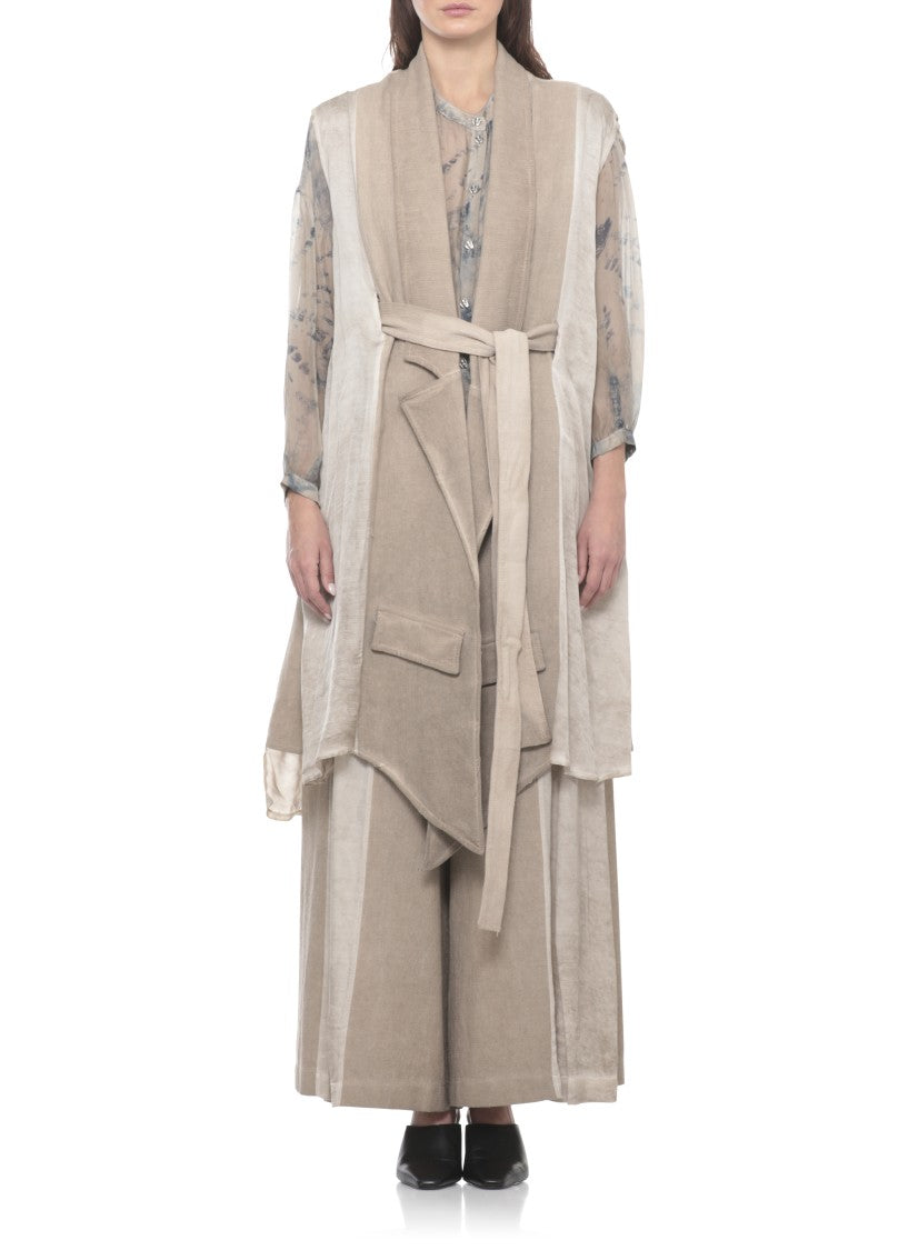 Sanctamuerte Beige Belted Waist Cotton Gilet